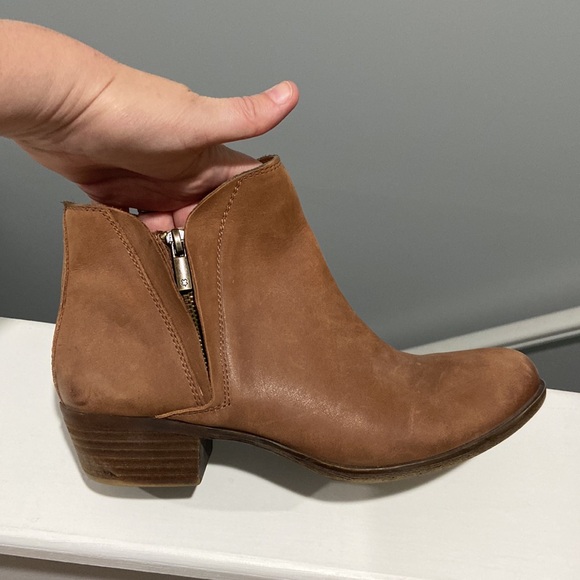 Lucky Brand Brenon Womens Size 9 1/2 Ankle Boots Double Zipper Brown Leather 9.5 - Picture 4 of 13